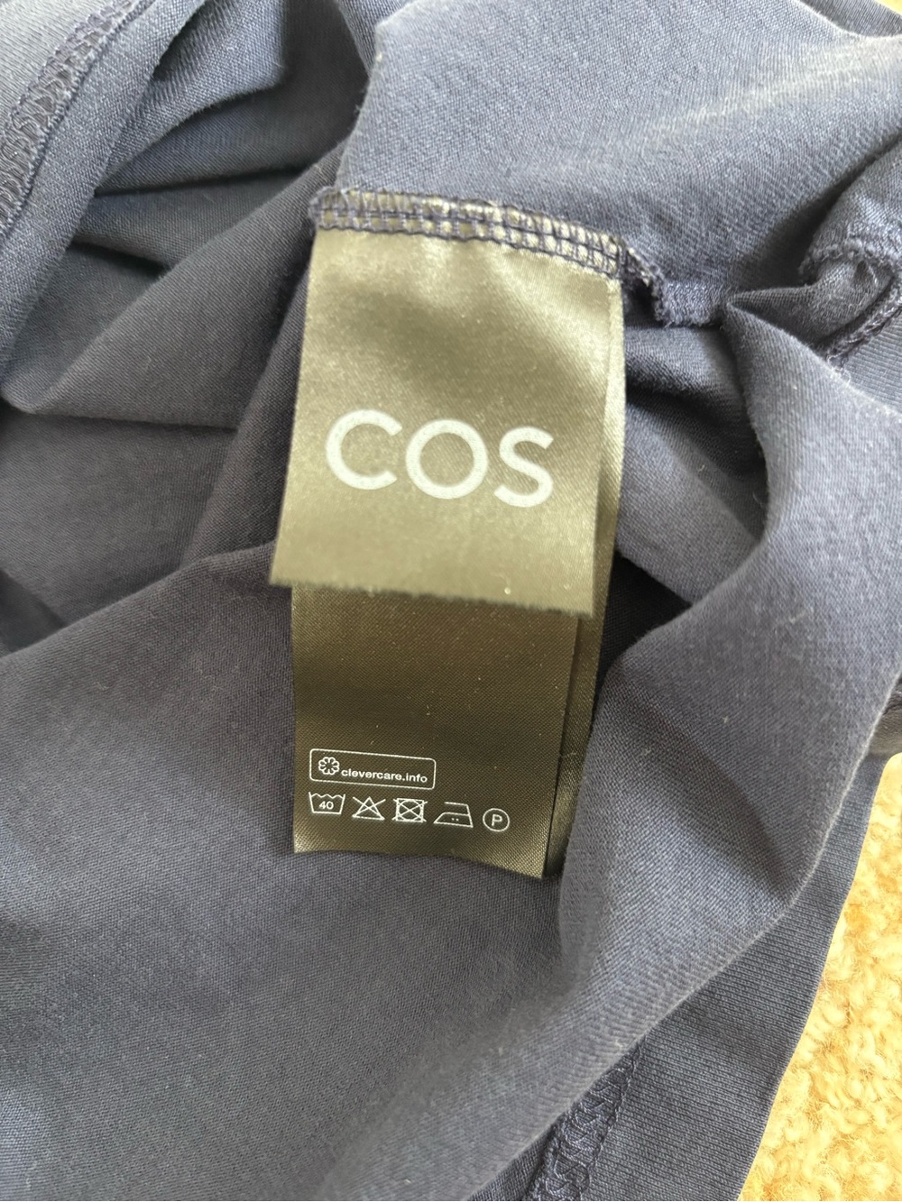 COS Mock Neck Boxy T-Shirt in Navy - Picture 5 of 7